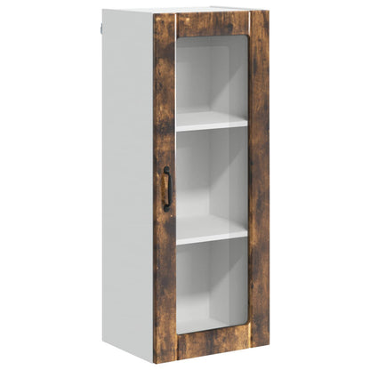 vidaXL Wall Glass Cabinet LUCCA Smoked Oak 40 x 31 x 100 cm