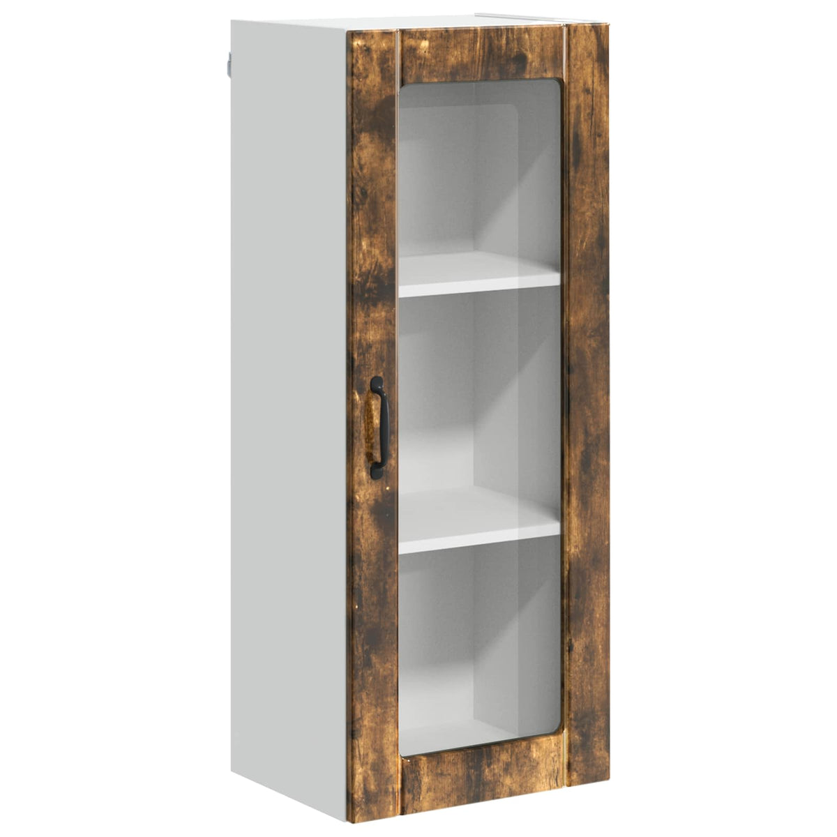 vidaXL Wall Glass Cabinet LUCCA Smoked Oak 40 x 31 x 100 cm