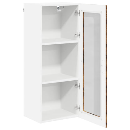 vidaXL Wall Glass Cabinet LUCCA Smoked Oak 40 x 31 x 100 cm