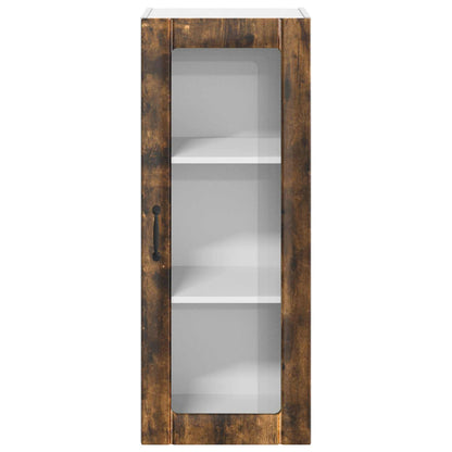 vidaXL Wall Glass Cabinet LUCCA Smoked Oak 40 x 31 x 100 cm