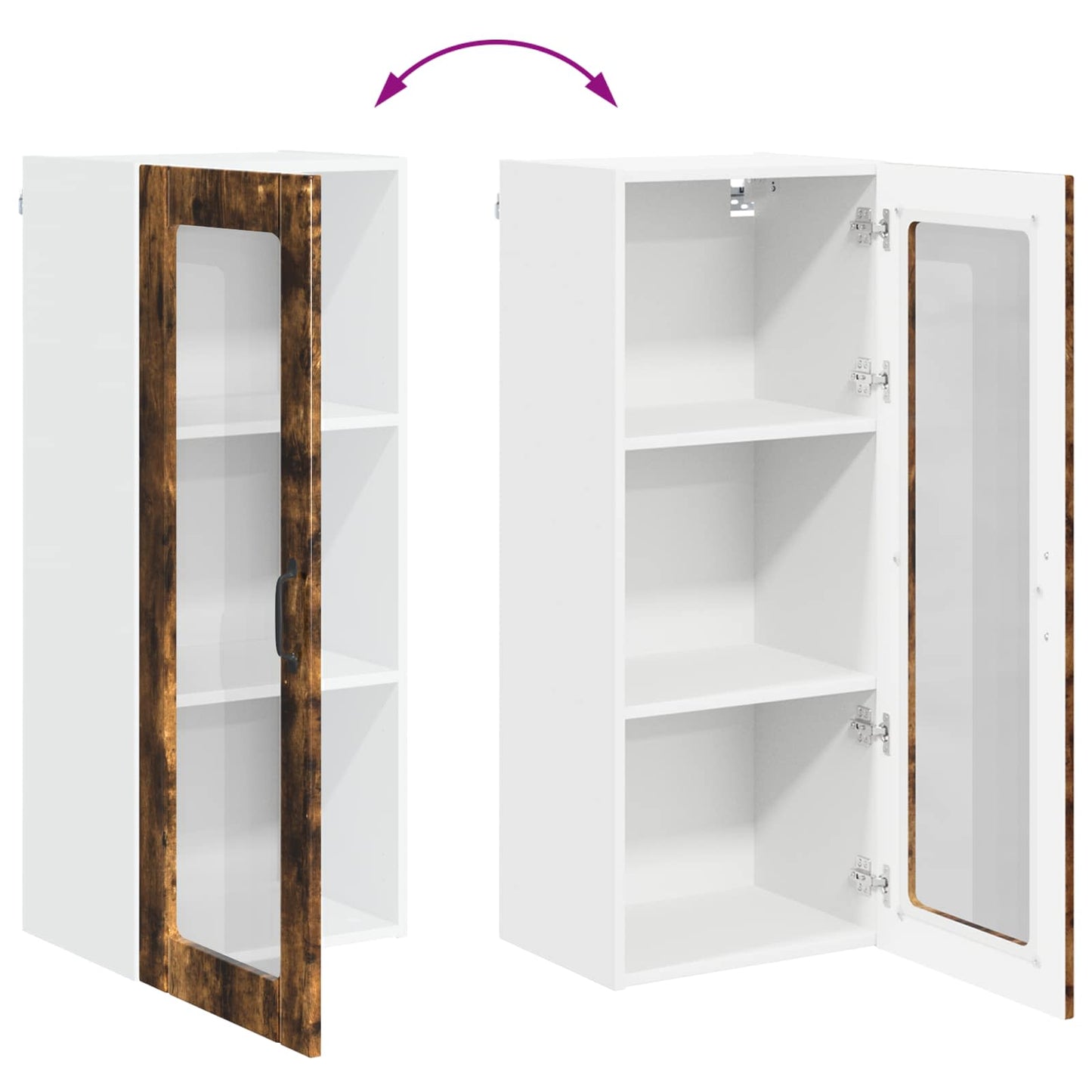 vidaXL Wall Glass Cabinet LUCCA Smoked Oak 40 x 31 x 100 cm