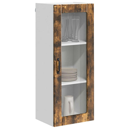 vidaXL Wall Glass Cabinet LUCCA Smoked Oak 40 x 31 x 100 cm