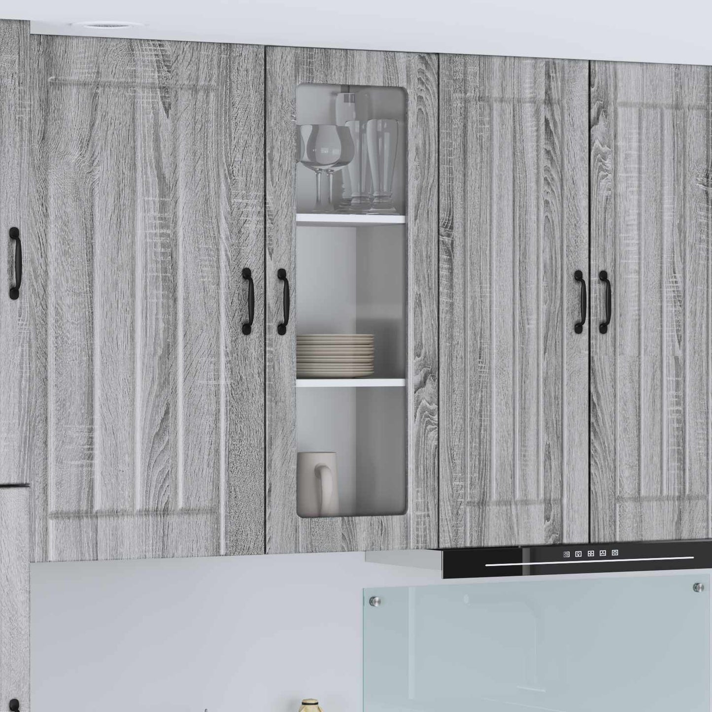vidaXL Wall Glass Cabinet LUCCA Grey Sonoma 40 x 31 x 100 cm