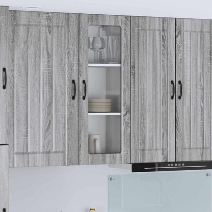 vidaXL Wall Glass Cabinet LUCCA Grey Sonoma 40 x 31 x 100 cm