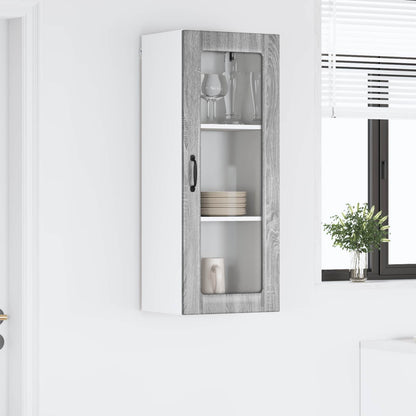 vidaXL Wall Glass Cabinet LUCCA Grey Sonoma 40 x 31 x 100 cm