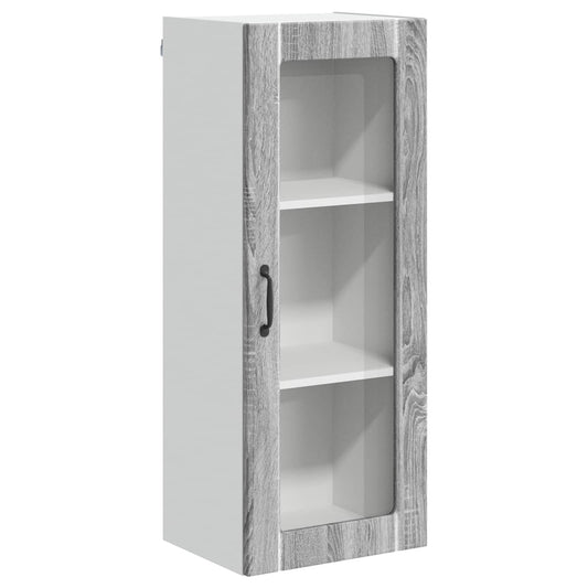 vidaXL Wall Glass Cabinet LUCCA Grey Sonoma 40 x 31 x 100 cm