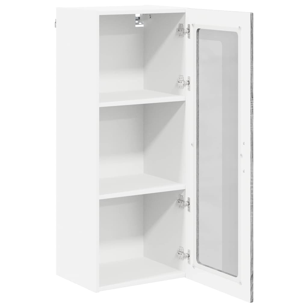 vidaXL Wall Glass Cabinet LUCCA Grey Sonoma 40 x 31 x 100 cm