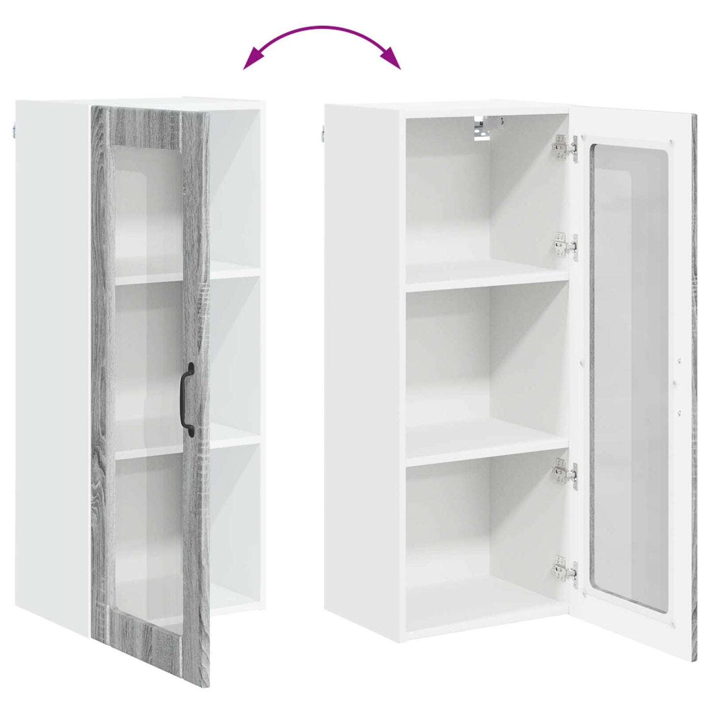 vidaXL Wall Glass Cabinet LUCCA Grey Sonoma 40 x 31 x 100 cm