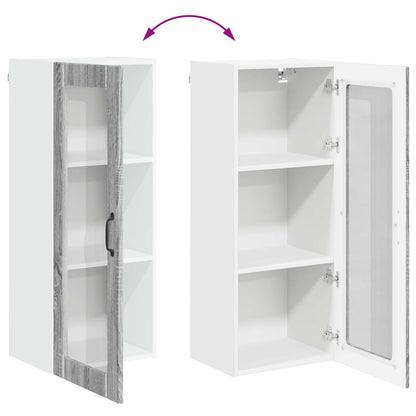 vidaXL Wall Glass Cabinet LUCCA Grey Sonoma 40 x 31 x 100 cm