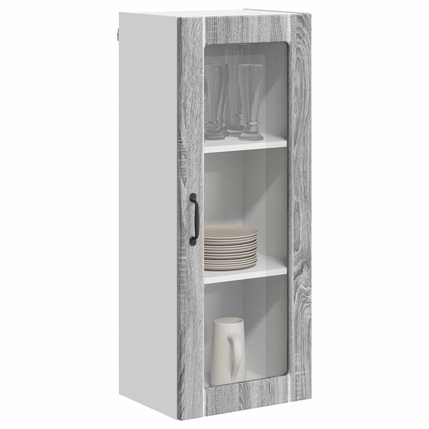 vidaXL Wall Glass Cabinet LUCCA Grey Sonoma 40 x 31 x 100 cm
