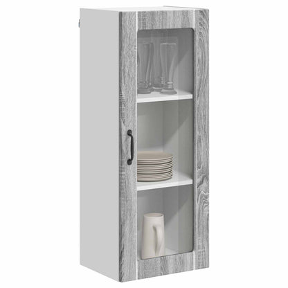 vidaXL Wall Glass Cabinet LUCCA Grey Sonoma 40 x 31 x 100 cm