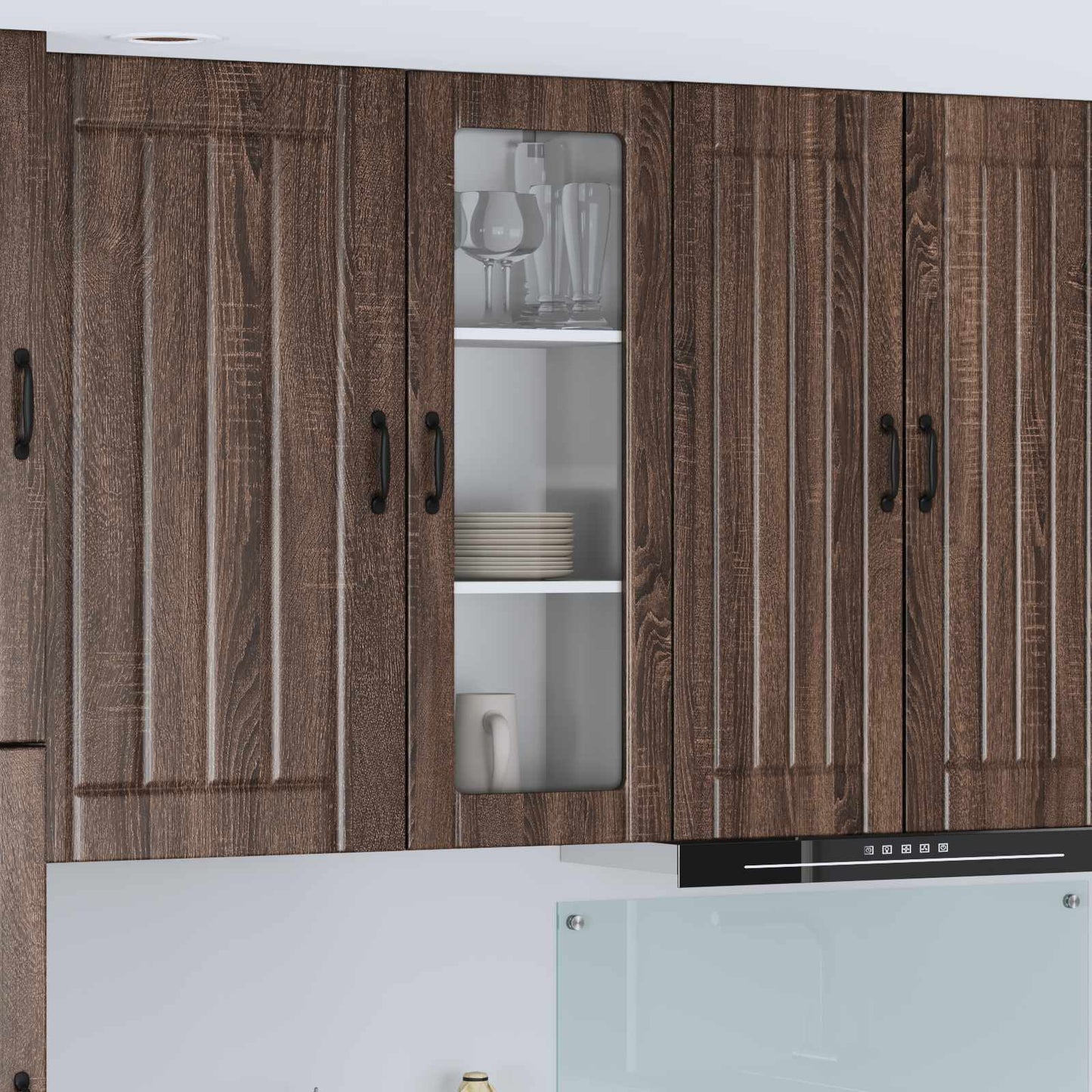 vidaXL Wall Glass Cabinet LUCCA Brown Oak 40 x 31 x 100 cm
