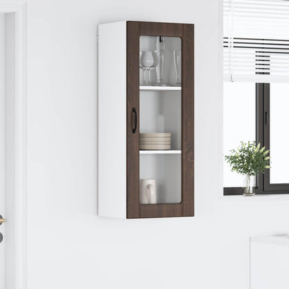 vidaXL Wall Glass Cabinet LUCCA Brown Oak 40 x 31 x 100 cm