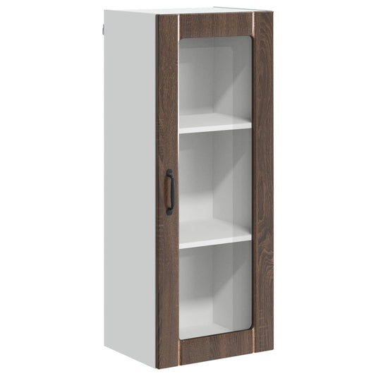 vidaXL Wall Glass Cabinet LUCCA Brown Oak 40 x 31 x 100 cm
