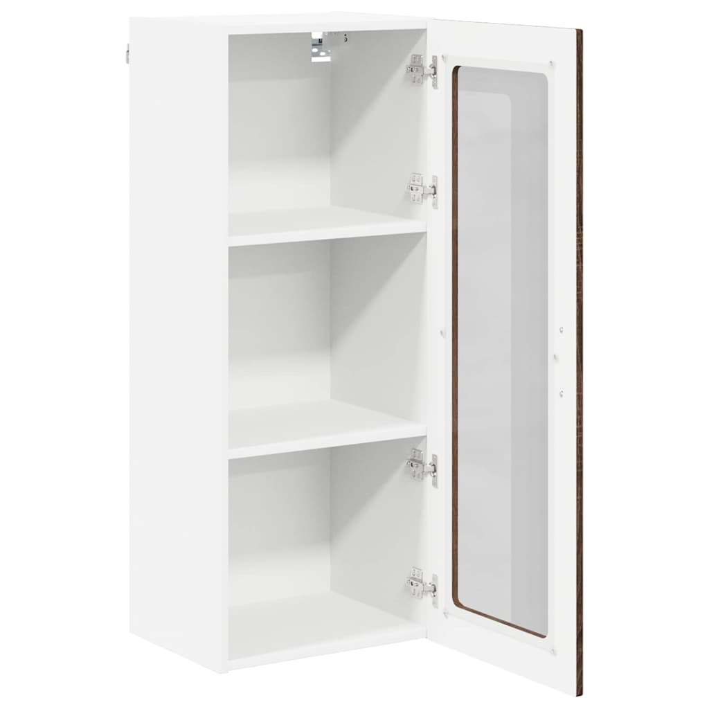 vidaXL Wall Glass Cabinet LUCCA Brown Oak 40 x 31 x 100 cm