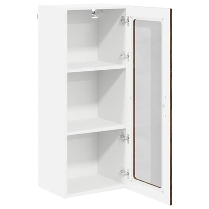 vidaXL Wall Glass Cabinet LUCCA Brown Oak 40 x 31 x 100 cm