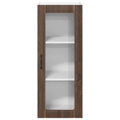vidaXL Wall Glass Cabinet LUCCA Brown Oak 40 x 31 x 100 cm