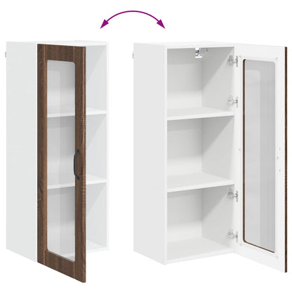 vidaXL Wall Glass Cabinet LUCCA Brown Oak 40 x 31 x 100 cm