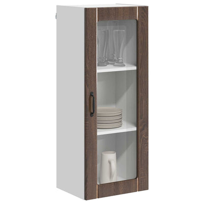 vidaXL Wall Glass Cabinet LUCCA Brown Oak 40 x 31 x 100 cm