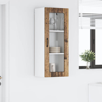 vidaXL Wall Glass Cabinet LUCCA Old Wood 40 x 31 x 100 cm