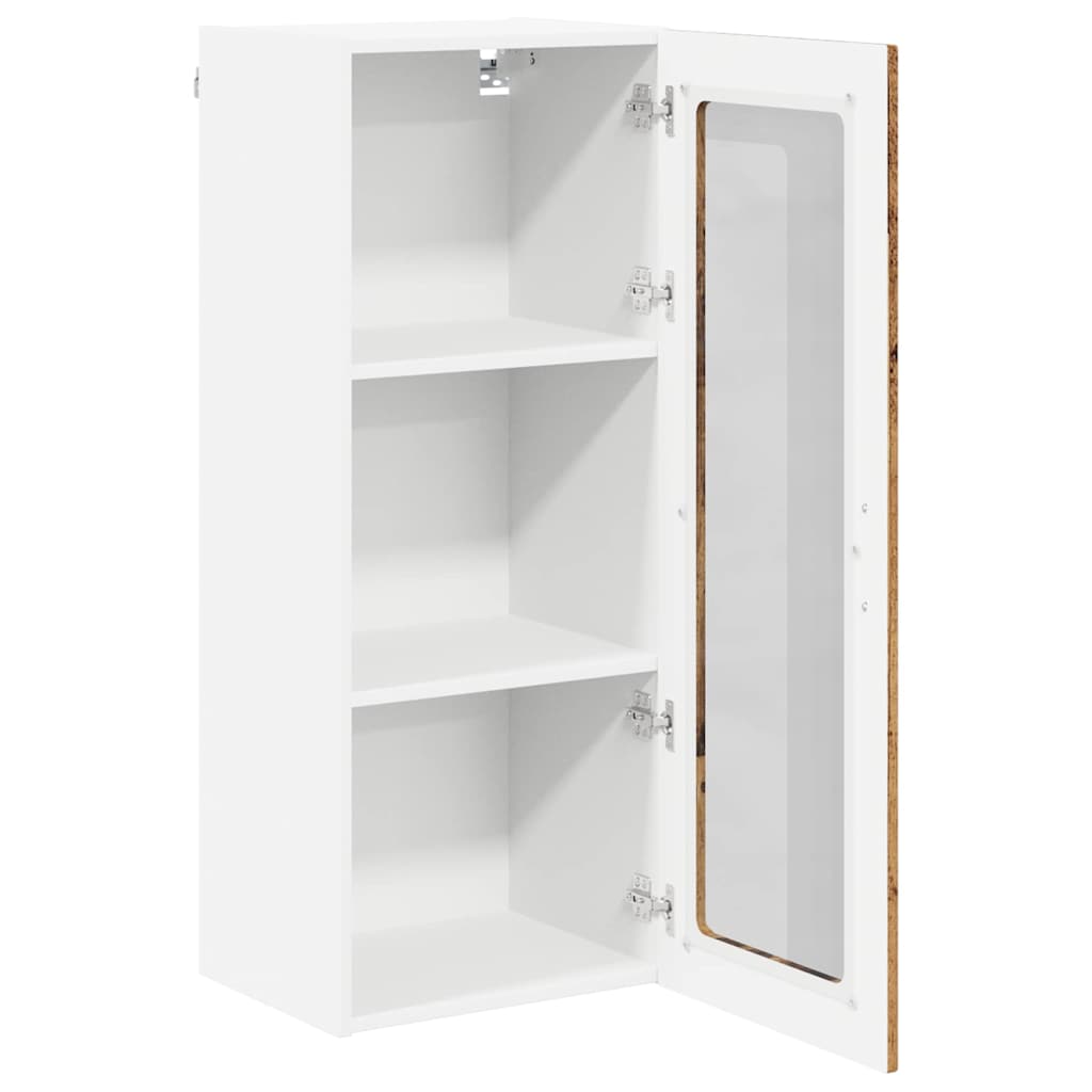 vidaXL Wall Glass Cabinet LUCCA Old Wood 40 x 31 x 100 cm