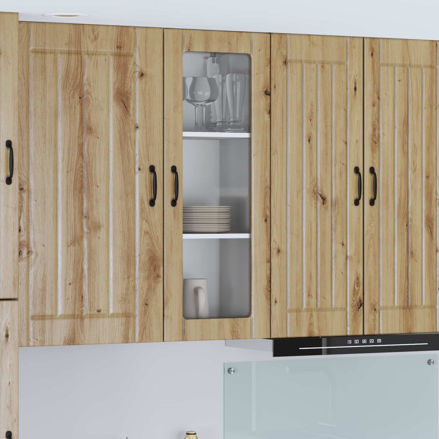 vidaXL Wall Glass Cabinet LUCCA Artisan Oak 40 x 31 x 100 cm