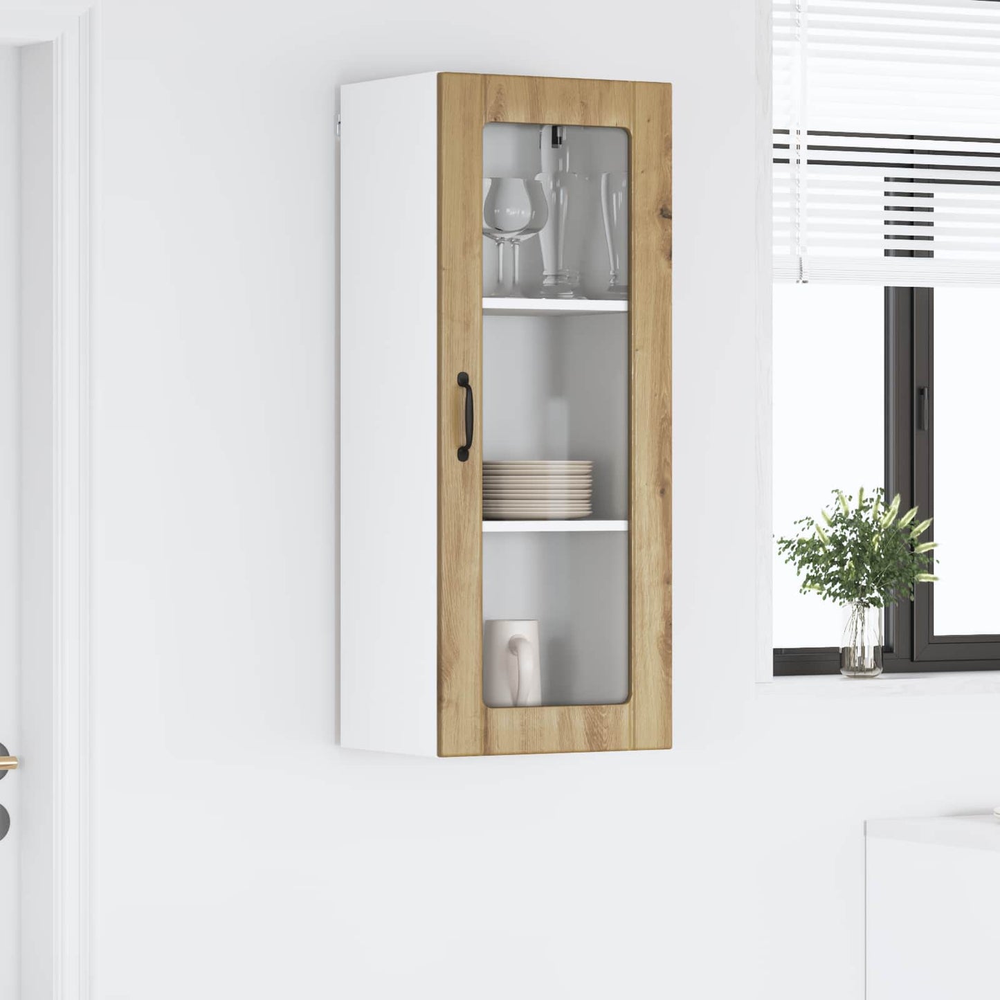 vidaXL Wall Glass Cabinet LUCCA Artisan Oak 40 x 31 x 100 cm