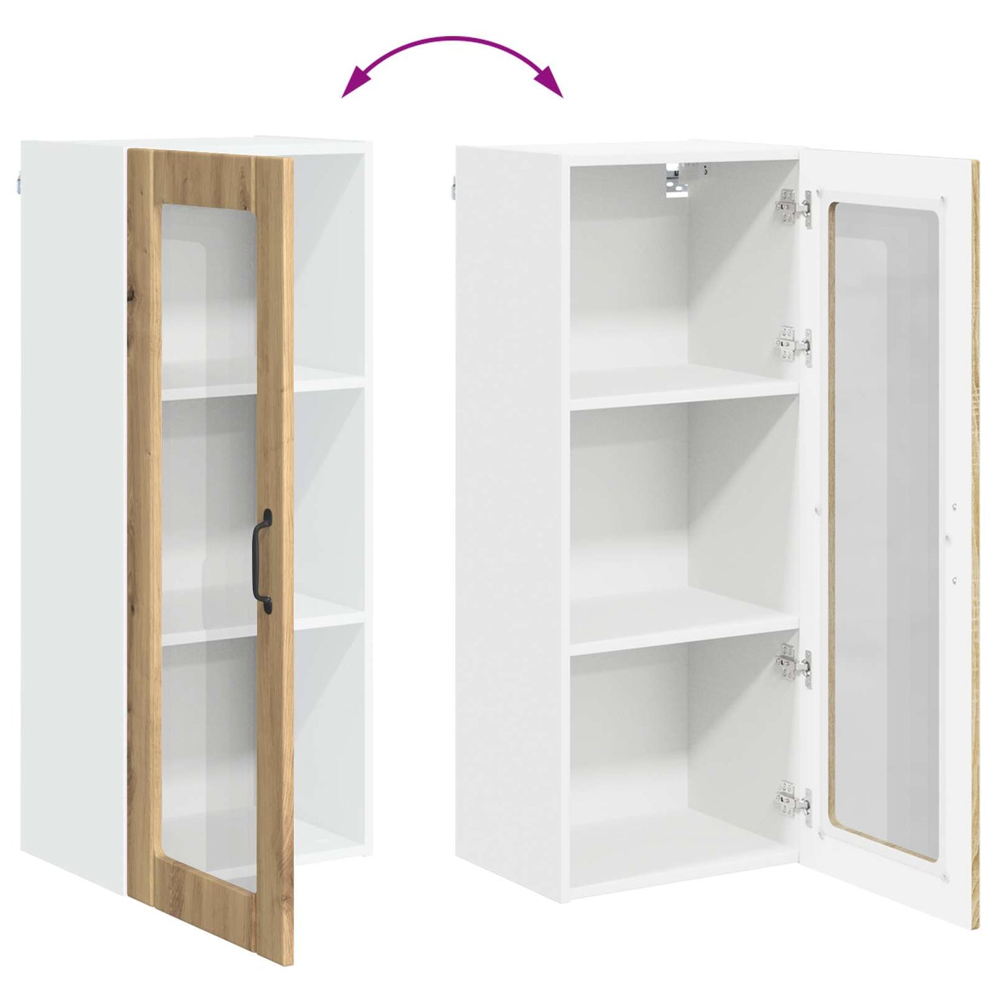 vidaXL Wall Glass Cabinet LUCCA Artisan Oak 40 x 31 x 100 cm