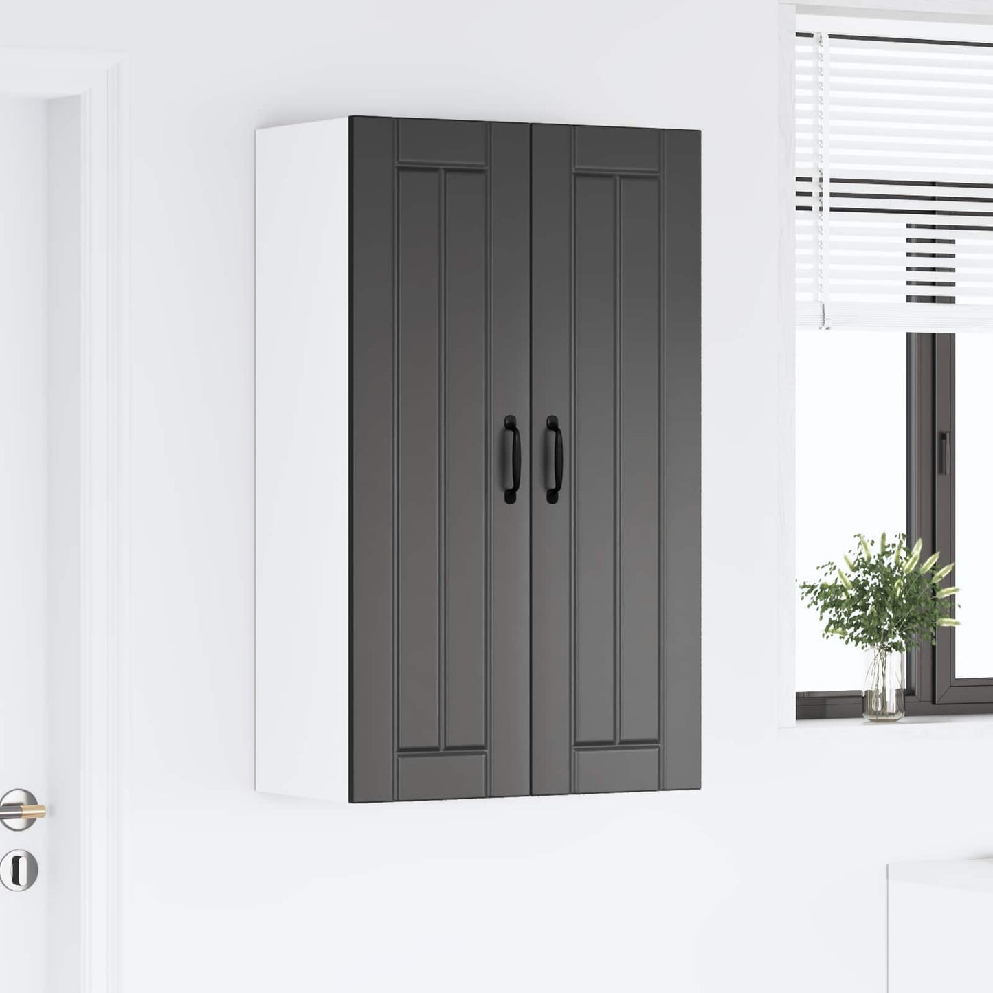 vidaXL Wall Cabinet LUCCA Black 60 x 31 x 100 cm Engineered Wood