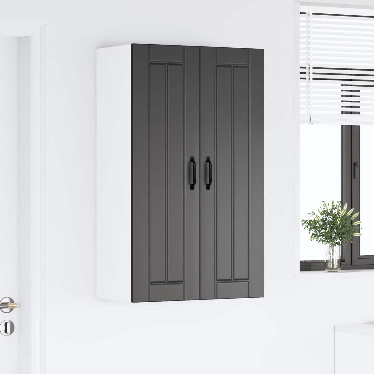 vidaXL Wall Cabinet LUCCA Black 60 x 31 x 100 cm Engineered Wood