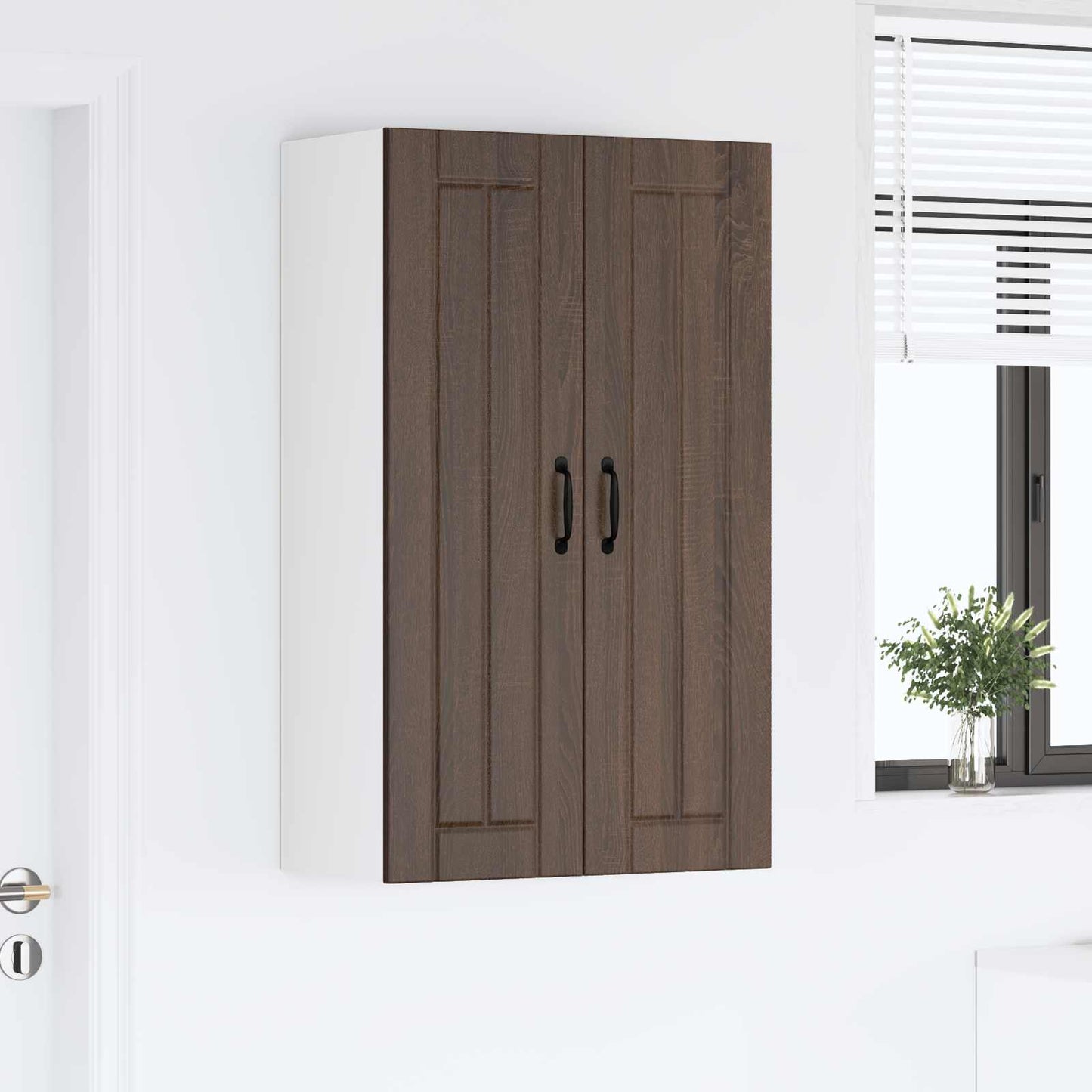 vidaXL Wall Cabinet LUCCA Brown Oak 60 x 31 x 100 cm Engineered Wood