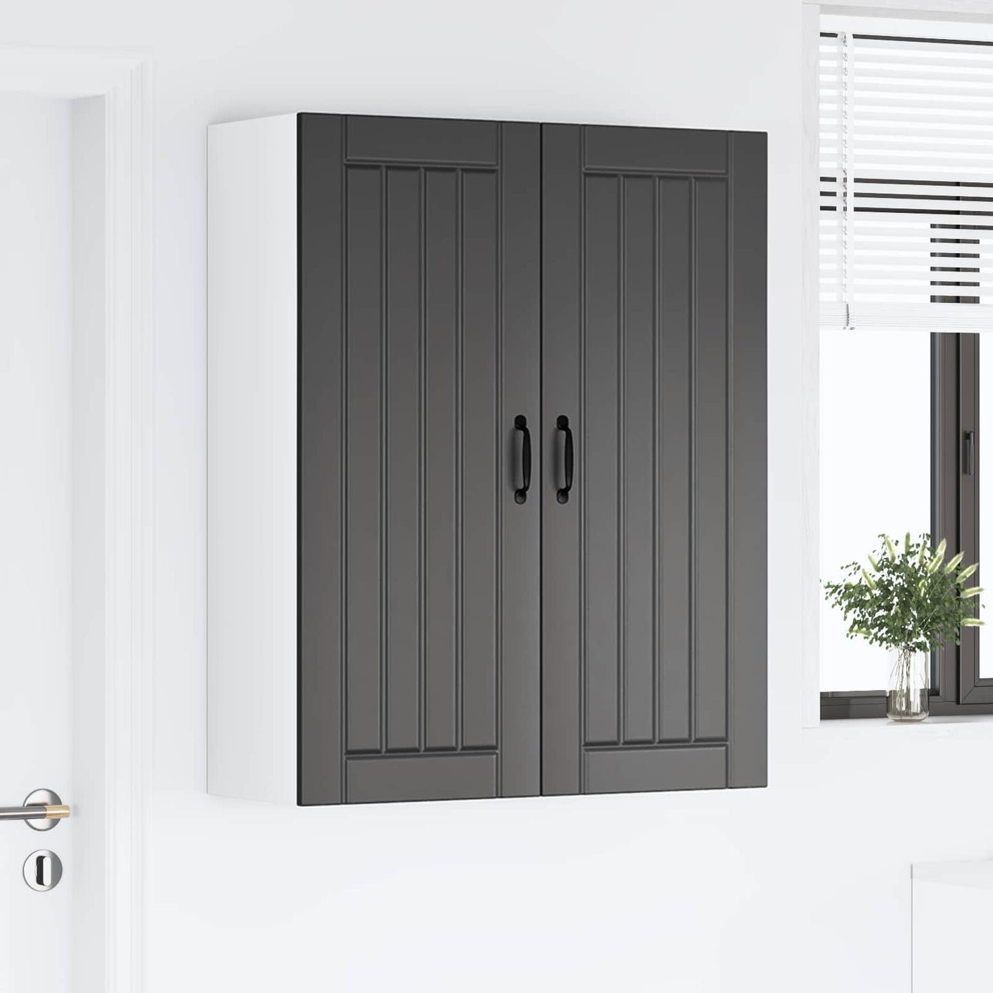 vidaXL Wall Cabinet LUCCA Black 80 x 31 x 100 cm Engineered Wood