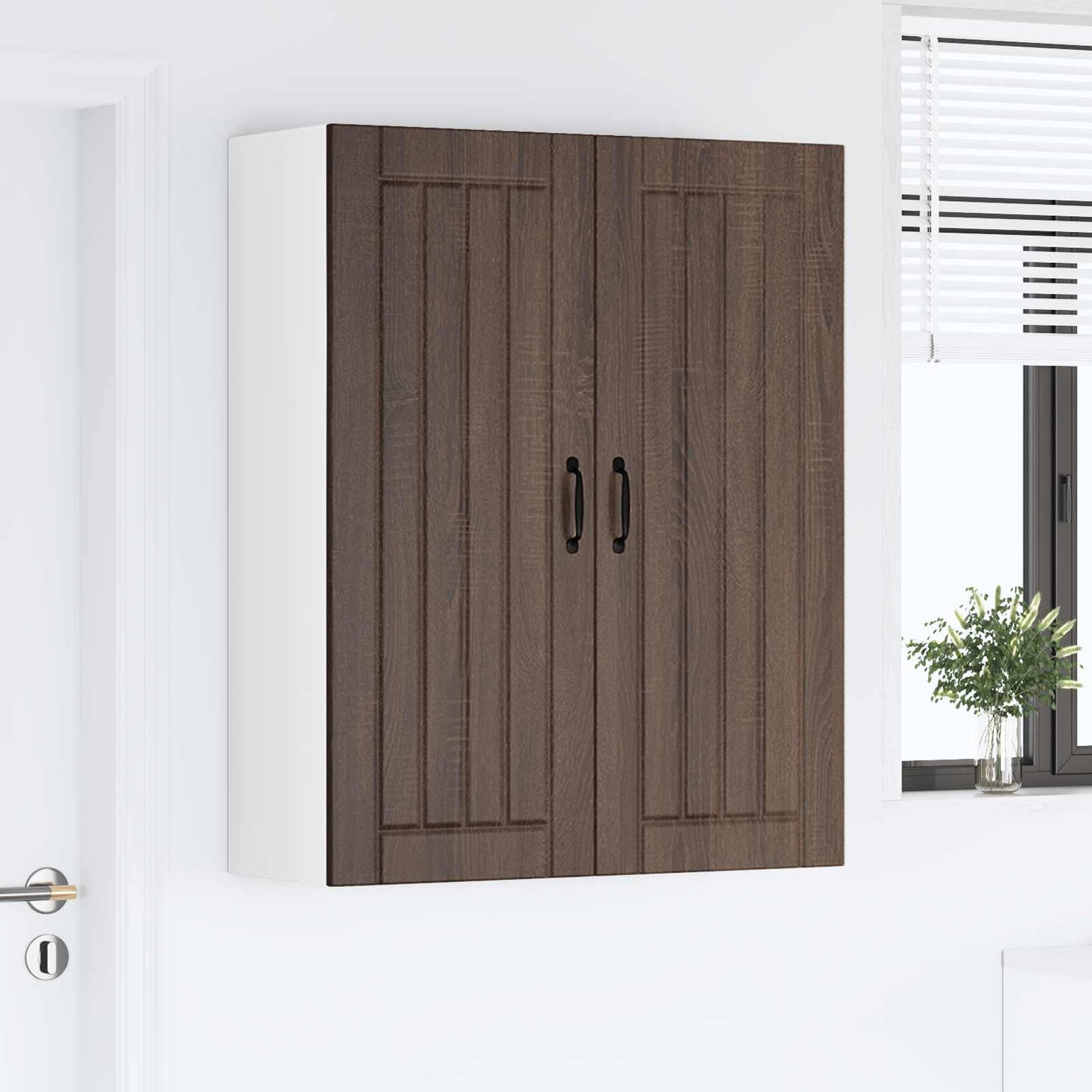 vidaXL Wall Cabinet LUCCA Brown Oak 80 x 31 x 100 cm Engineered Wood