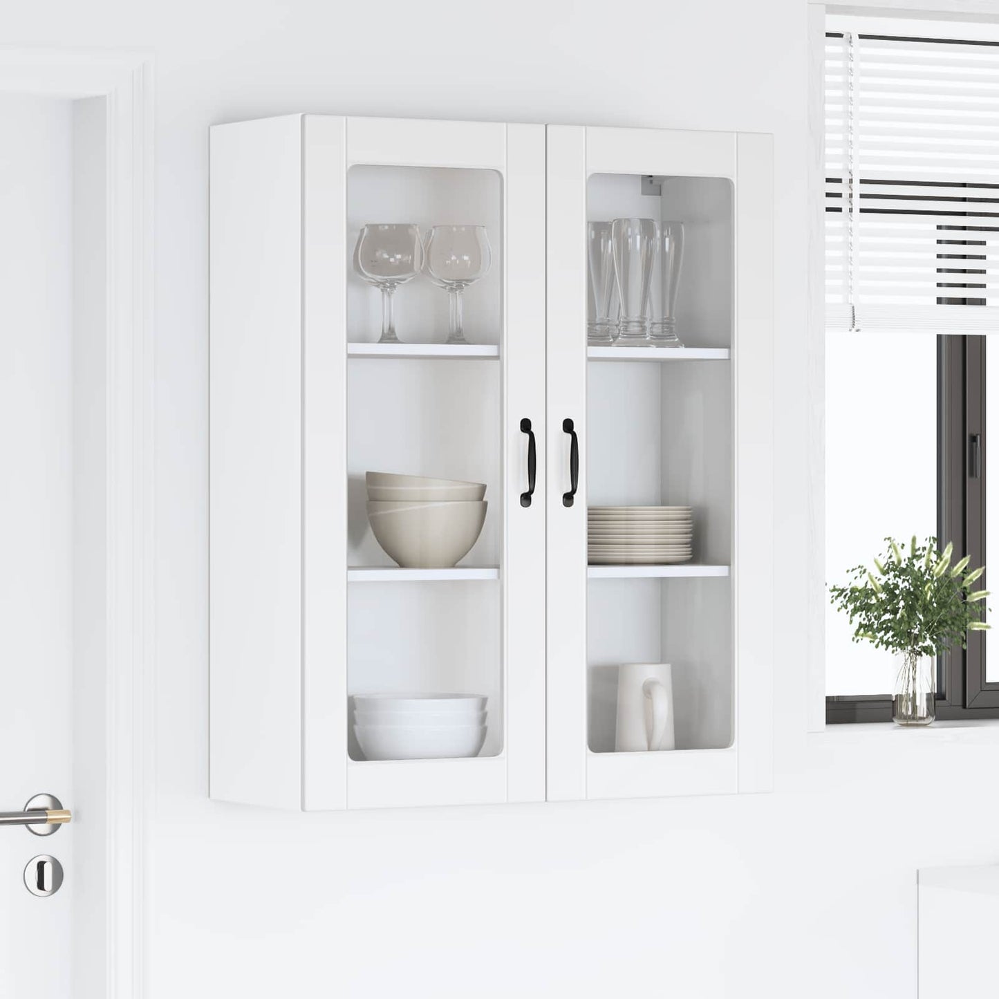 vidaXL Wall Glass Cabinet LUCCA White 80 x 31 x 100 cm Engineered Wood