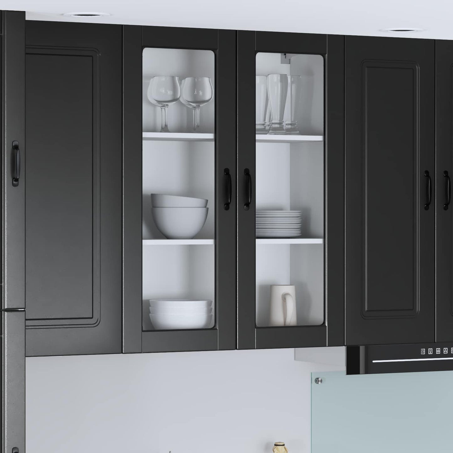 vidaXL Wall Glass Cabinet LUCCA Black 80 x 31 x 100 cm Engineered Wood