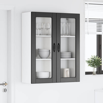 vidaXL Wall Glass Cabinet LUCCA Black 80 x 31 x 100 cm Engineered Wood
