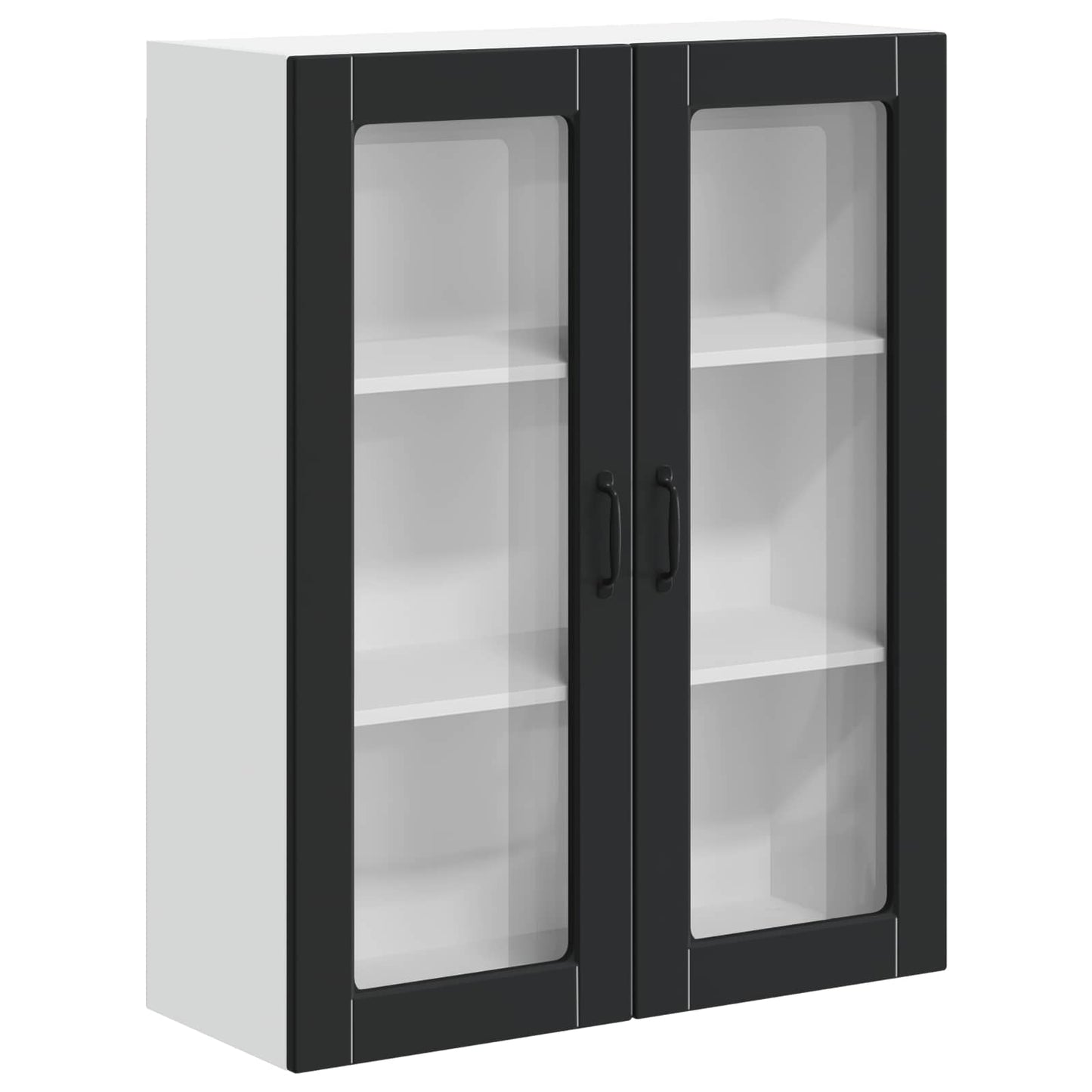 vidaXL Wall Glass Cabinet LUCCA Black 80 x 31 x 100 cm Engineered Wood