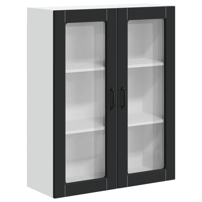 vidaXL Wall Glass Cabinet LUCCA Black 80 x 31 x 100 cm Engineered Wood