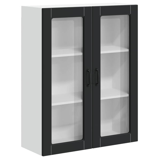 vidaXL Wall Glass Cabinet LUCCA Black 80 x 31 x 100 cm Engineered Wood