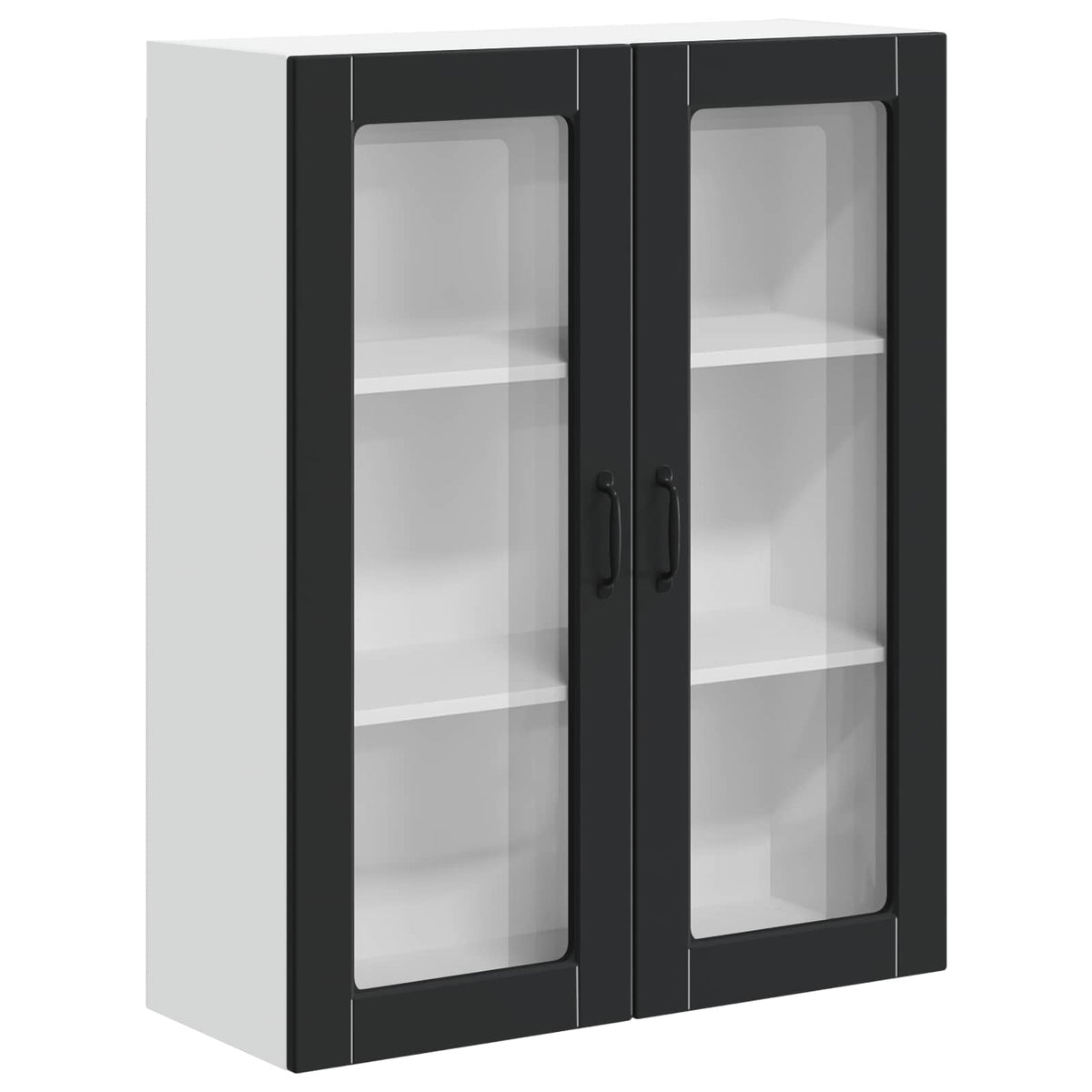 vidaXL Wall Glass Cabinet LUCCA Black 80 x 31 x 100 cm Engineered Wood
