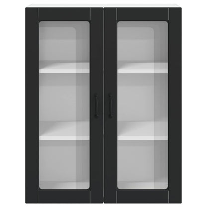 vidaXL Wall Glass Cabinet LUCCA Black 80 x 31 x 100 cm Engineered Wood