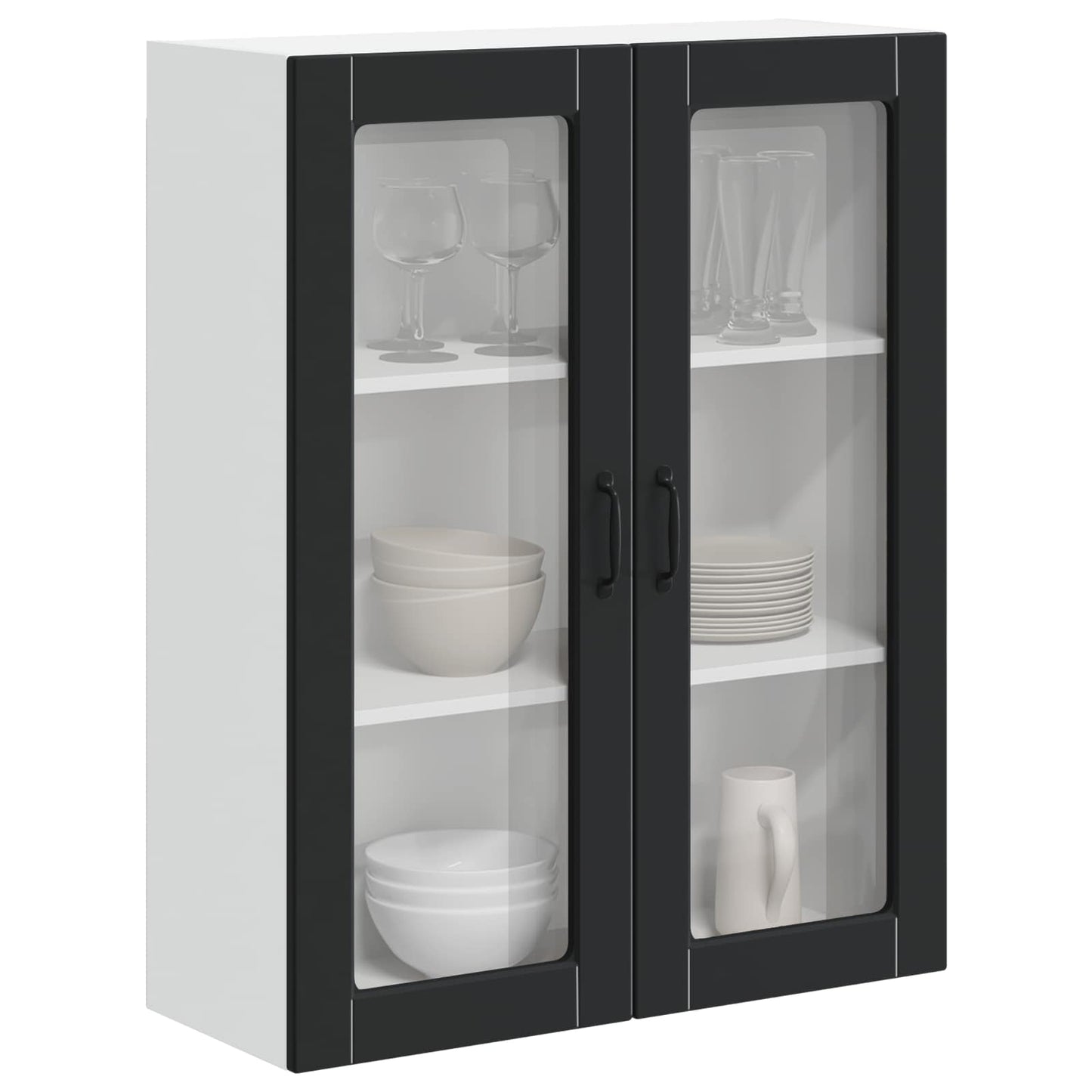 vidaXL Wall Glass Cabinet LUCCA Black 80 x 31 x 100 cm Engineered Wood