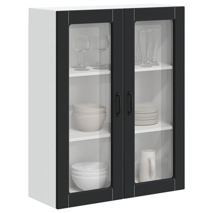 vidaXL Wall Glass Cabinet LUCCA Black 80 x 31 x 100 cm Engineered Wood
