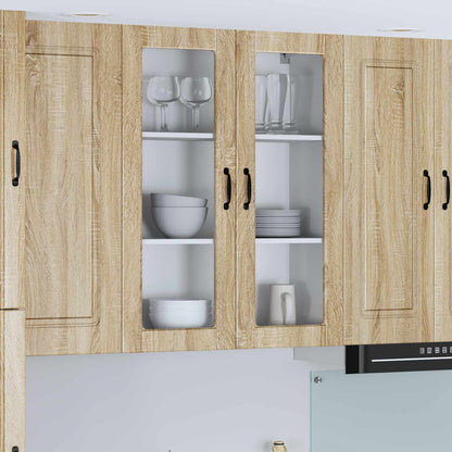 vidaXL Wall Glass Cabinet LUCCA Sonoma Oak 80 x 31 x 100 cm