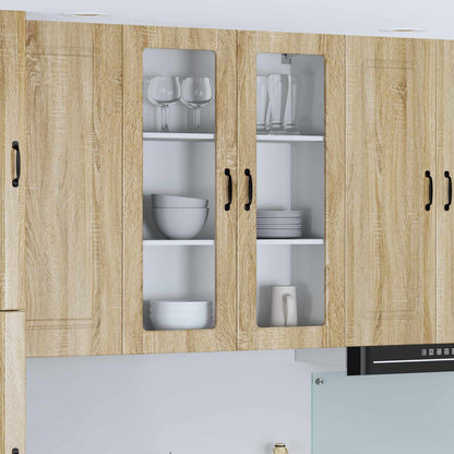 vidaXL Wall Glass Cabinet LUCCA Sonoma Oak 80 x 31 x 100 cm