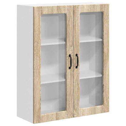 vidaXL Wall Glass Cabinet LUCCA Sonoma Oak 80 x 31 x 100 cm