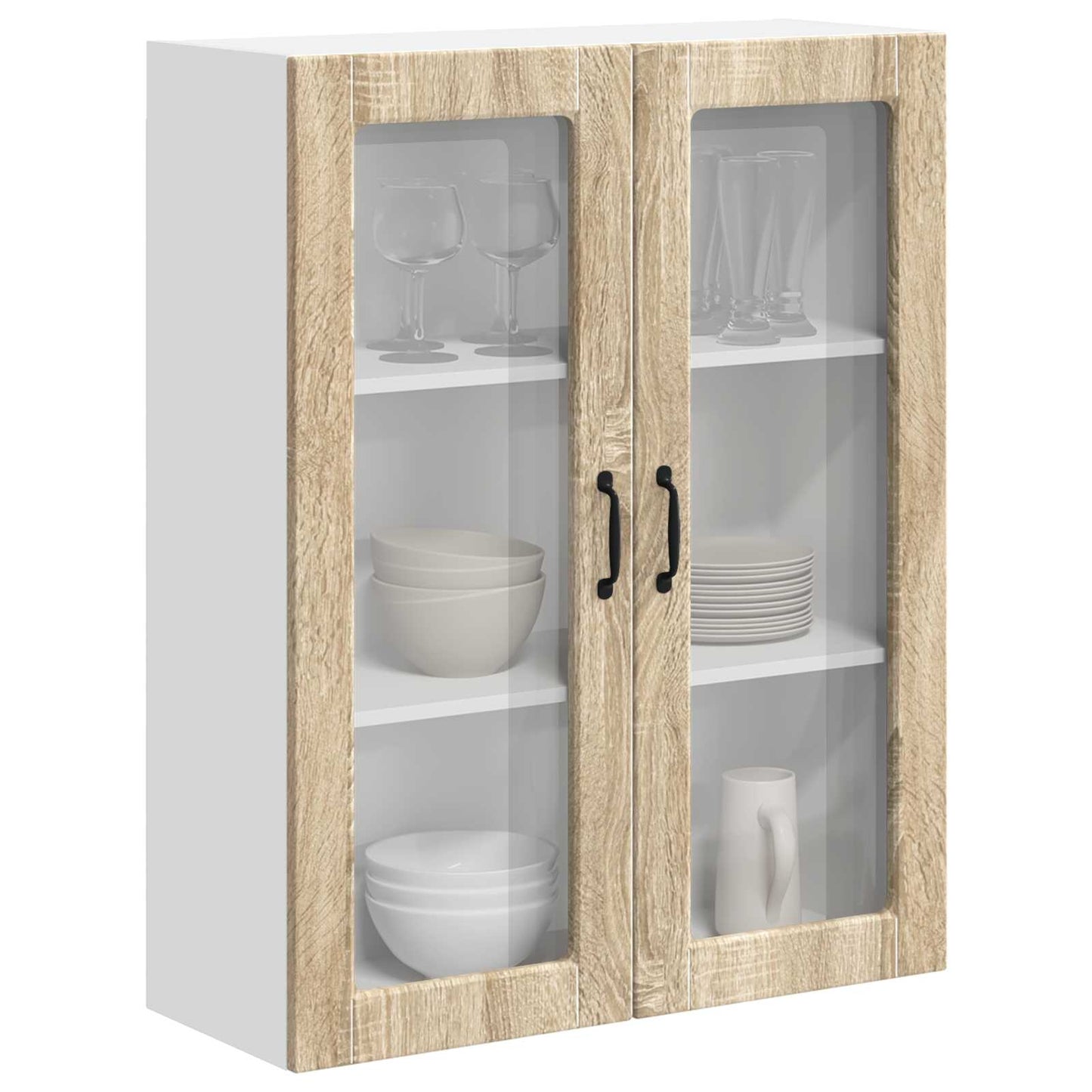 vidaXL Wall Glass Cabinet LUCCA Sonoma Oak 80 x 31 x 100 cm