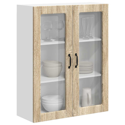 vidaXL Wall Glass Cabinet LUCCA Sonoma Oak 80 x 31 x 100 cm