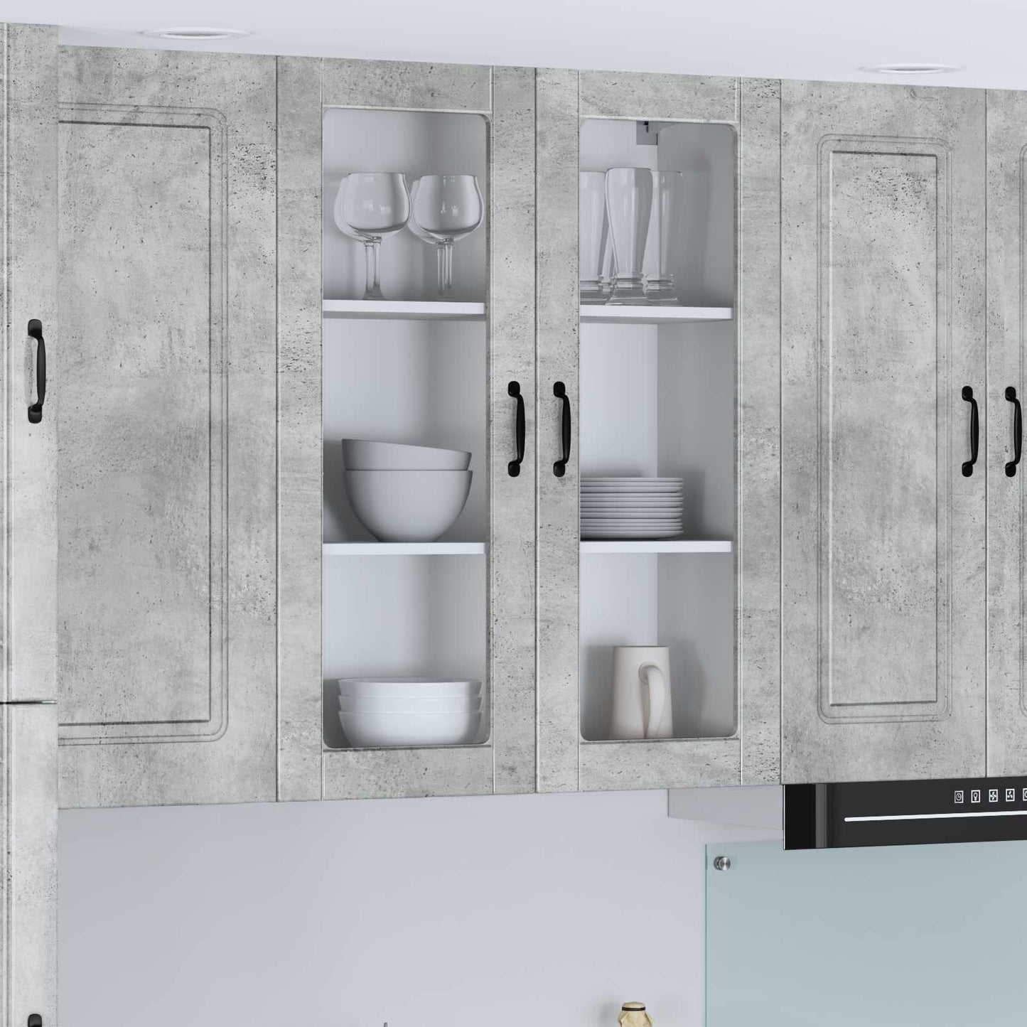 vidaXL Wall Glass Cabinet LUCCA Concrete Grey 80 x 31 x 100 cm