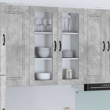 vidaXL Wall Glass Cabinet LUCCA Concrete Grey 80 x 31 x 100 cm